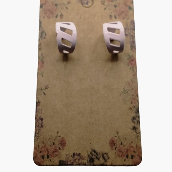 Pink Cut Out Hoop Hoop Earrings Pierced Posts Twee Y2K - Picture 2 of 7